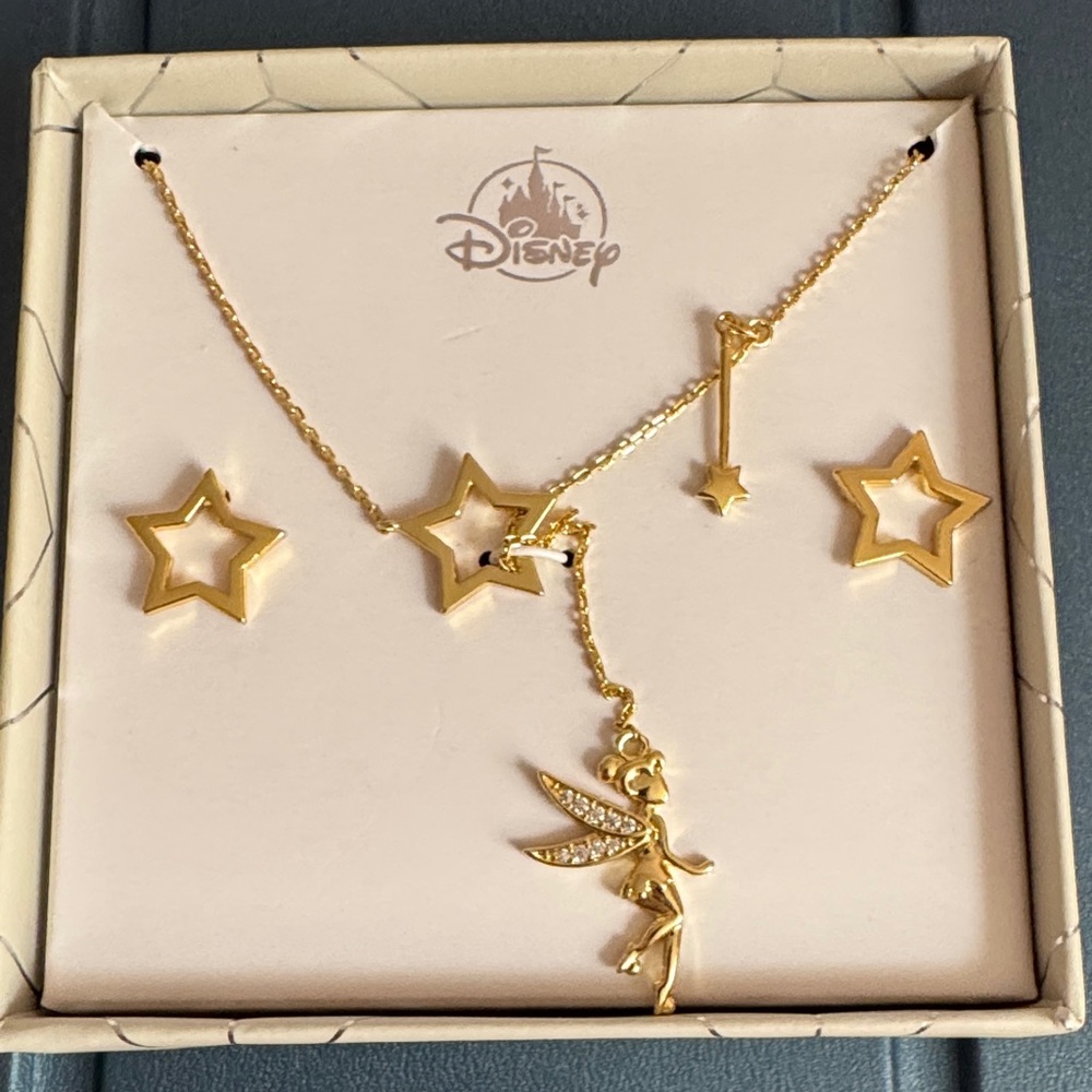 Disney Tinkerbell Lariat Necklace and Earring Set